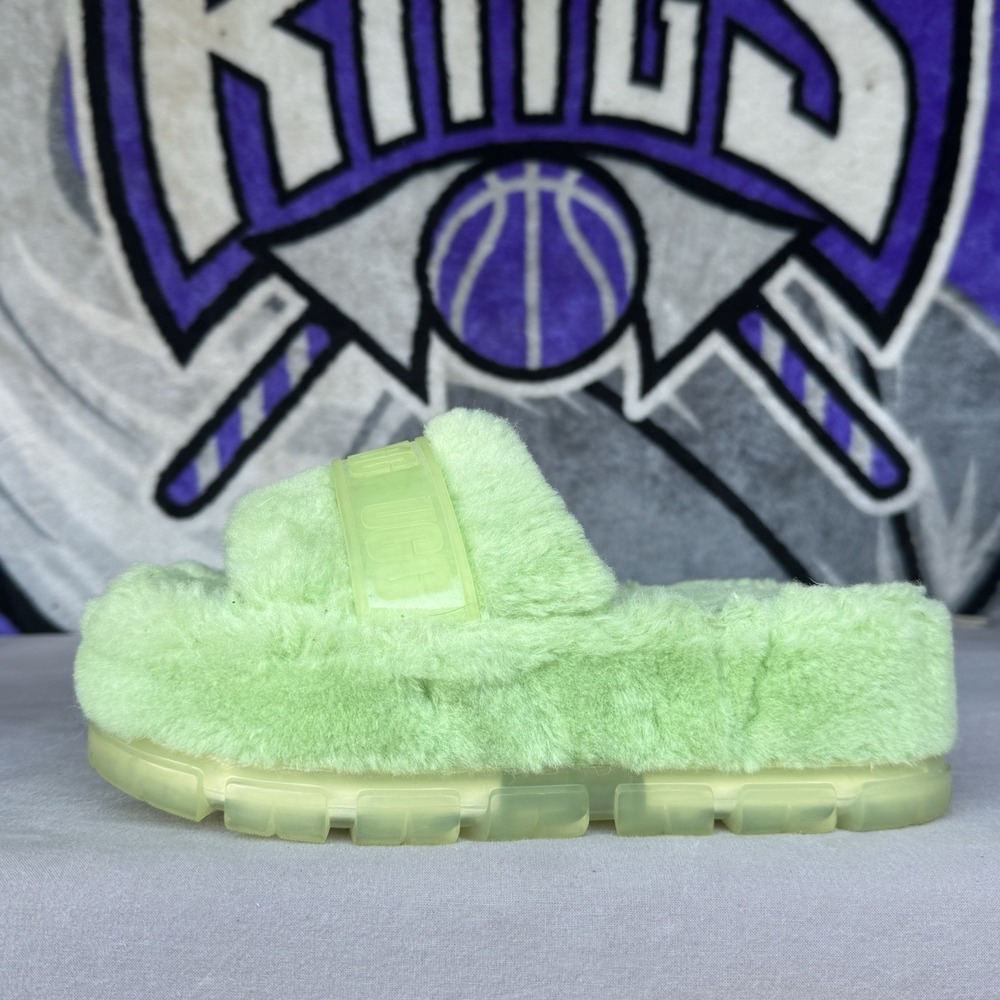 Size 10 - UGG Green Faux Fur Slide Women's Slippers Model 1131971